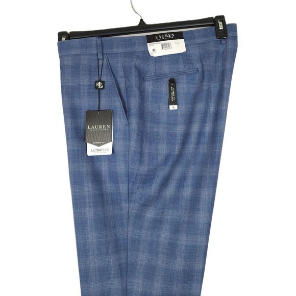 Lauren Ralph Lauren Classic-Fit Ultraflex Wool Suit Pants Blue Plaid 42x32 NWT - Picture 1 of 4